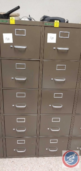 (2) 5 drawer metal commercial filing cabinets.