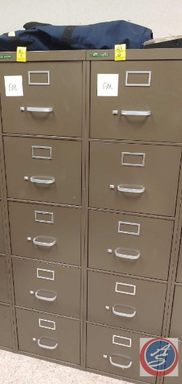(2) 5 drawer metal commercial filing cabinets.