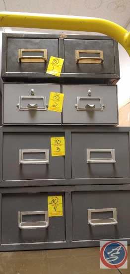 (4) 2 drawer metal index card cabinets