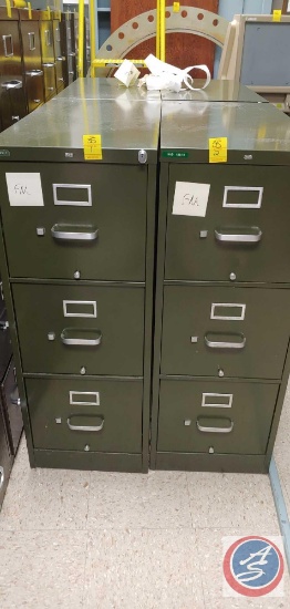 (2) 3 Drawer metal file cabinet