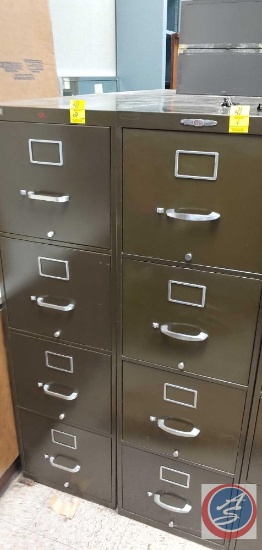 (2) 4 Drawer metal file cabinet, and stand up metal mirror