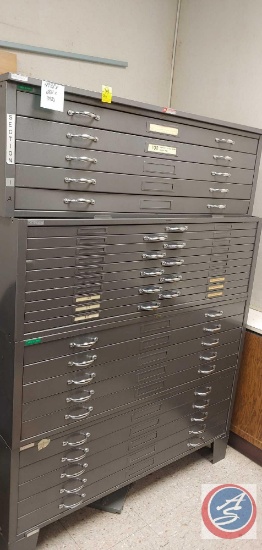 (4) Metal Blueprint cabinets stacked