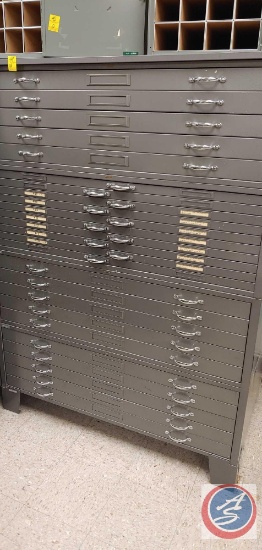 (4) Metal Blueprint cabinets stacked