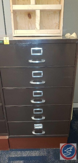5 Drawer Metal Commercial Filing Cabinet, Wood Divided Box.