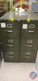 (2) 3 Drawer metal file cabinet