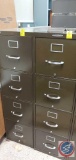 (2) 4 Drawer metal file cabinet, and stand up metal mirror