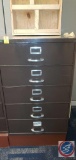 5 Drawer Metal Commercial Filing Cabinet, Wood Divided Box.