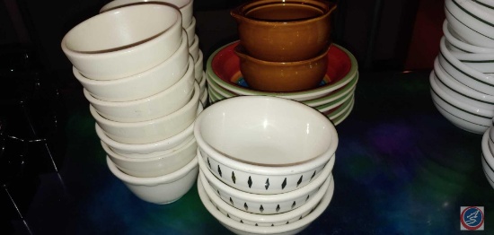 (24) different sizes shapes and color of bowls