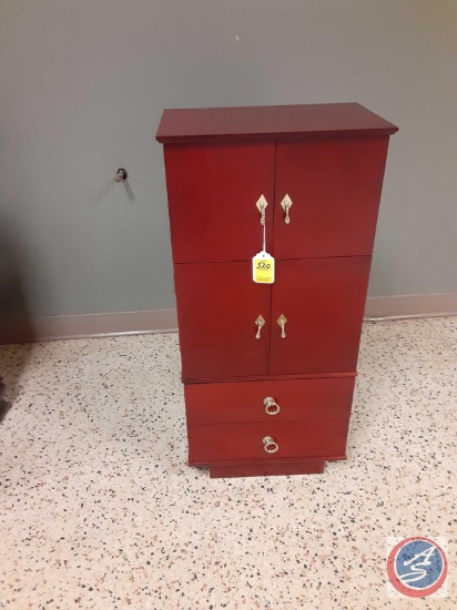 Jewelry Box with 4 doors and 2 drawers that open up to... 6 drawers, 2 big racks for jewelry, that