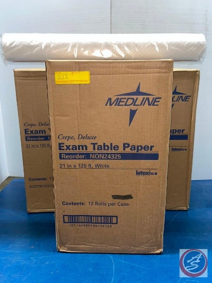 MedLine Exam Table Paper 21in x 125ft White 12rolls/case Total 3 Cases 36 Rolls