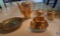 8 piece 24 carat coin gold platinum tea set, 3 salt and pepper shakers
