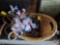 Wicker Basket, Photo Book, Wall decor with flowers, Glass bowl full of watches, (1) flat of assorted