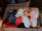 Box of Christmas Decor, Black Lights, assorted items, 3 figurines.