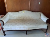 White Antique Couch approx measurements are: 75 W X 33 D X 33 H.
