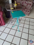 Turquoise Table , Glass Top Table approx measurements are: 22 x 20.5, Lamp with Tassel...lamp shade,