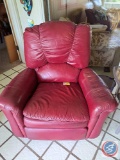 Red Recliner approx measurements are: 29 w x 28 D x 39 H, Red Reclining Couch both ends recline