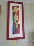 Red Framed Picture approx measurement: 28 x 12, Framed and signed Picture 2/100 E.Lanoue Approx