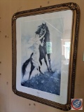 Framed Picture of Youth by Louis I Cart...approx measurements are: 23 W X 31 H, corner shelf unit