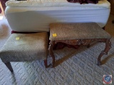 (2) Antique Benches with cushion seats. approx measurements are 19 x 17 x 21,... 26 x 16 x 18....