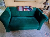 Green...Love Seat approx measurement are: 65 W X 35 D X 30 H, Quilt.