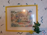 Framed Picture with Bench and Flowers approx measurements are 21 x 17,...