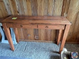 Wood Sofa Table with 2 drawers, approx measurements are: 47 X 16 X 32.