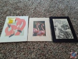 Pink Flamingo Pictures, Picture of Women, Watercolors Painting by Barbara Burnett, Signed and