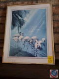 16 X 21 Framed Picture of Flamingos .