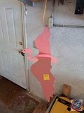 Wood pink flamingo hanging decor