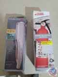 New, fire extinguisher and flat iron