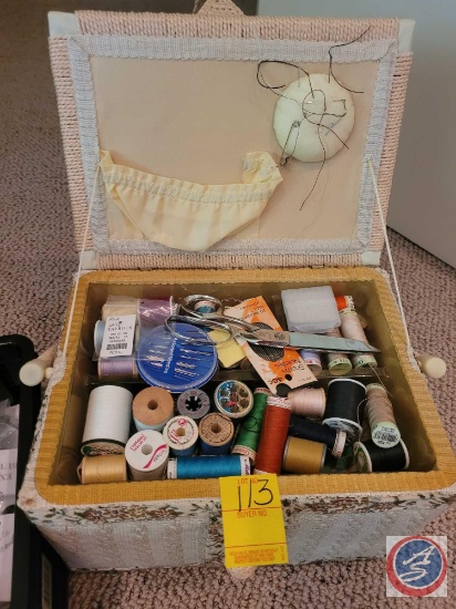 Sewing Basket with assorted sewing items included, Assorted Buttons, Clear Portable File Tote, 21"