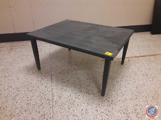 (1) black metal table needs to be repainted measurements are 36x28x18.