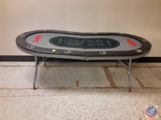(1) ESPN card table with some damage see photos for damage measurements are 84x42x30.