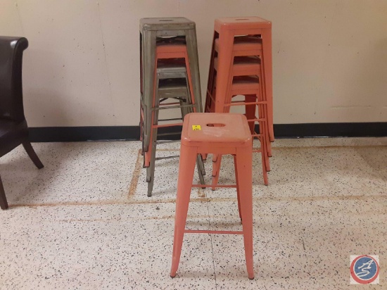 (9) stackable metal stools measurements are 12x12x30.