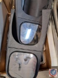 2 Flats containing assorted Items: Side Mirrors for Towing , Door replacement handles, other misc