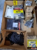Robertshaw Thermostat, Fel-Pro Gaskets, and assorted car parts.
