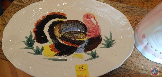 Turkey Plate, Vintage 1990 House of LLoyd Mouse with Teddy Bear/Hearts Cookie Jar.