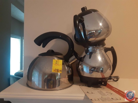 (1) steam kettle, a Sunbeam coffee master coffee pot