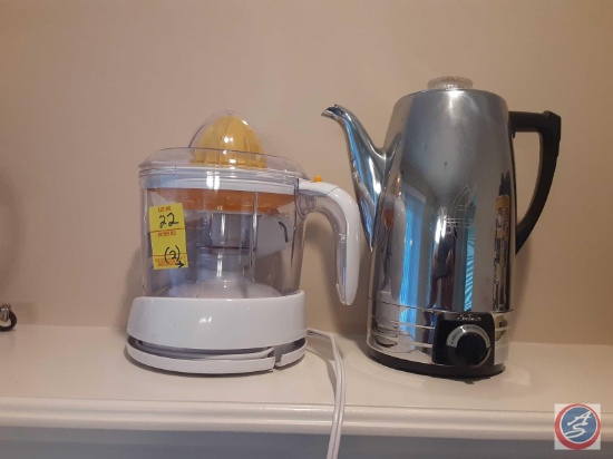 (1) electric juicer, and a Sunbeam electric percolator