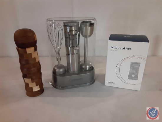 (1) Cuisinart blender, and a Milk Frother, and a salt grinder.