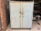 Steel two door vertical cabinet 60w x 78h x 24d with chain falls and beam trolley