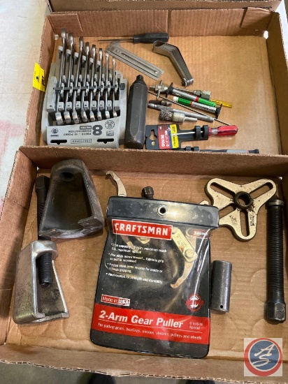 Craftsman...two arm gear...puller, craftsman eight piece metric combination wrenches, miscellaneous