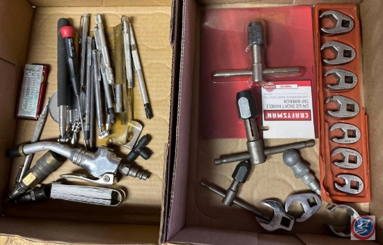 Craftsman,T-Handle tap wrenches, Snapon open end crows feet wrench set, Air Gun, Pen magnets, Feeler