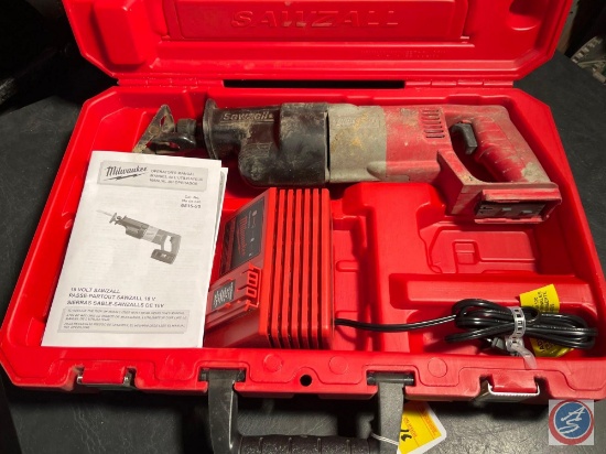 ...Milwaukee cordless sawzall with battery charger, plastic case. No battery