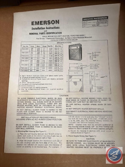 Emerson wall-mounted unit heater type FWH-2000?1 new in box