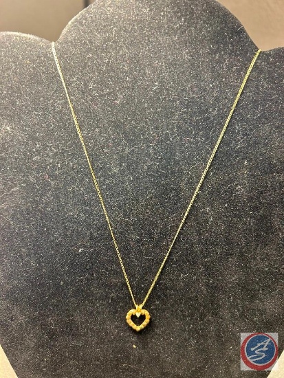 Gold Heart and Diamond Necklace