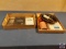 WIre wheels brushes, glue gun, Vintage Texaco home lubricant, magazines and phamplets (see photos