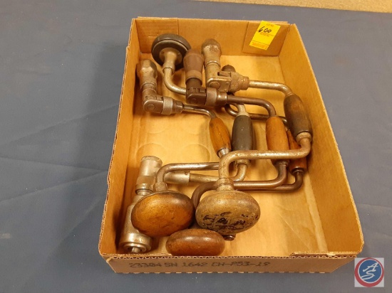 Vintage Bit Brace Hand Drills with Wooden Handles