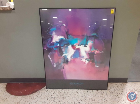 Framed abstract painting Out West Ron Kempton 40in. x 50in.