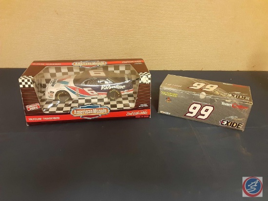 Team Caliber Jeff Burton #99 1/24 scale die cast car and American Muscle #6 Valvoline 1/18 scale die